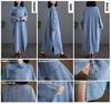 ZHENGTU Cheongsam Denim Long Sleeve Tunic Maxi Dress with Chinese Sizes Women's Dress, Dress, Ethnic, Figure-Flattering, Slit, Style, Retro,