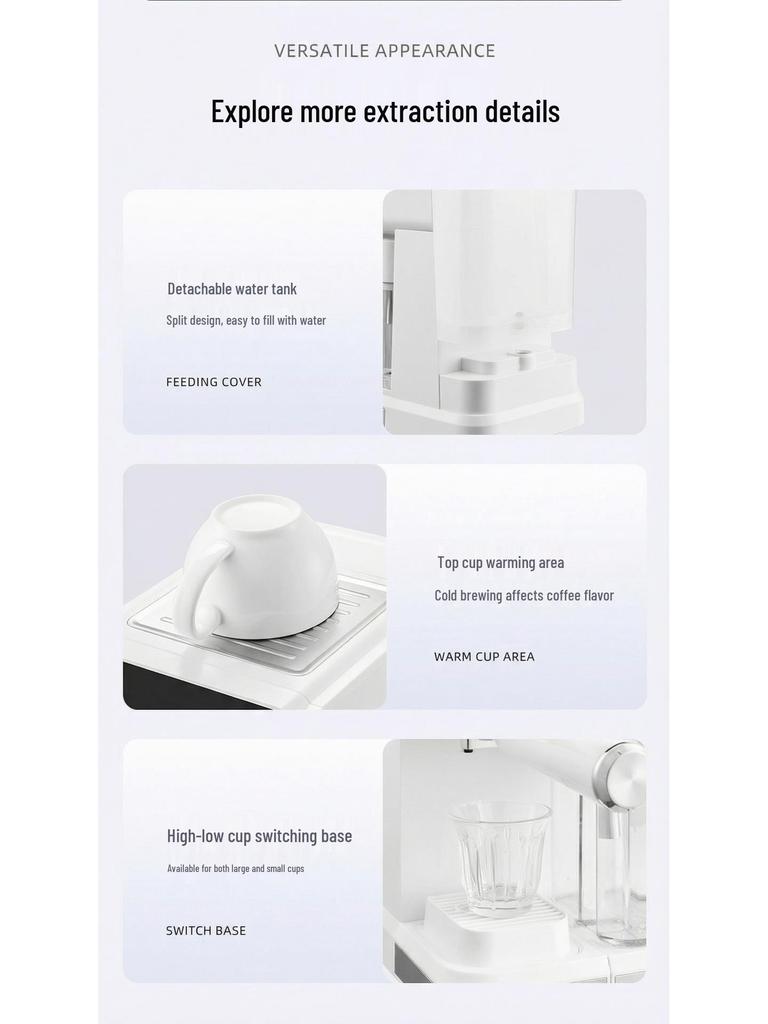 Italian Fancy Coffee Machine with Milk Tank, Auto Frothing, Color Screen, Smart Control, Dual Hot/Cold Extraction