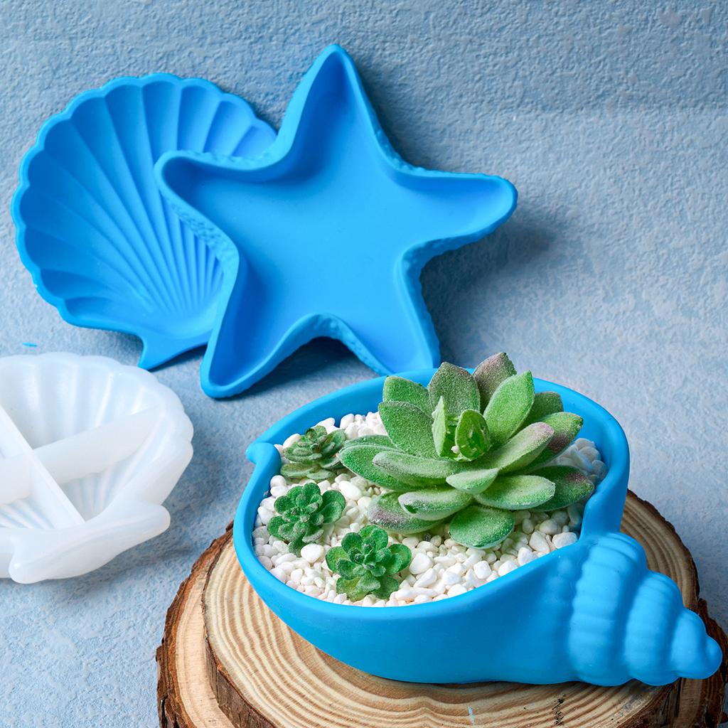 Conch Candle Holder Silicone Mold DIY Shell Storage Tray Crafts Making Molds Plaster Resin Flowerpot Casting Mould Home Decor