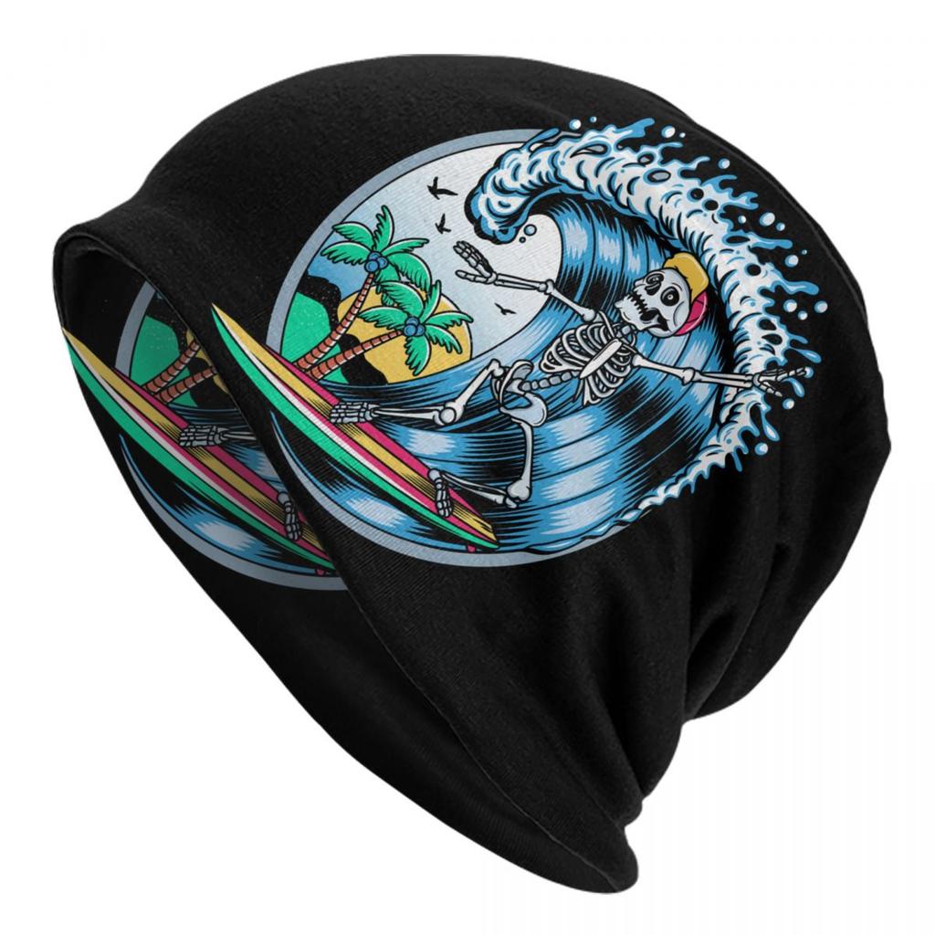 Custom Summer Surf Rider Skull Surfing Skullies Beanies Caps Streetwear Winter Women Unisex Knitting Hats Adult Unisex Bonnet Hats