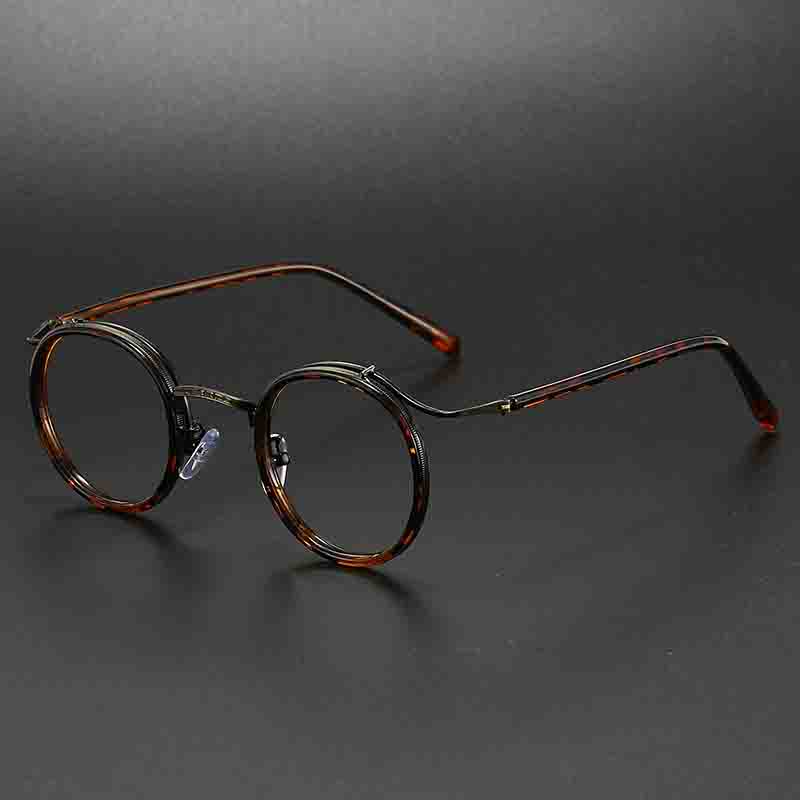Retro Brand Design Luxury Round Frame Glasses Frame for Men Women Ultralight Stainless Steel Alloy Anti Blue Light Eyeglasses