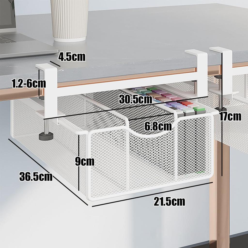 Forthcan Under-Desk Storage Rack with Sliding Drawers, Under-Desk Storage, Hanging Storage, Under-Cabinet Storage, Kitchen Rack, Hanging, Steel,