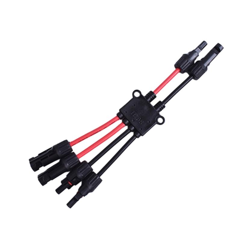 Outdoor Wiring Branch Part for Photovoltaic Cable Extension, Solar Cable Splitter Y Type Cable Joiner with Two Tone Cable Layout Use