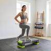 Aerobic Step with 3-Level Adjustable Heights for Home, Office Exercise, Grey and Green