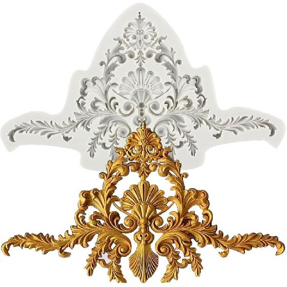 Baroque Fondant Mold Curlicues Scroll Lace Silicone Molds Filigree Mold 3D Sculpted For Sugar Cake Decorating Cupcake Topper Candy Chocolate Gum