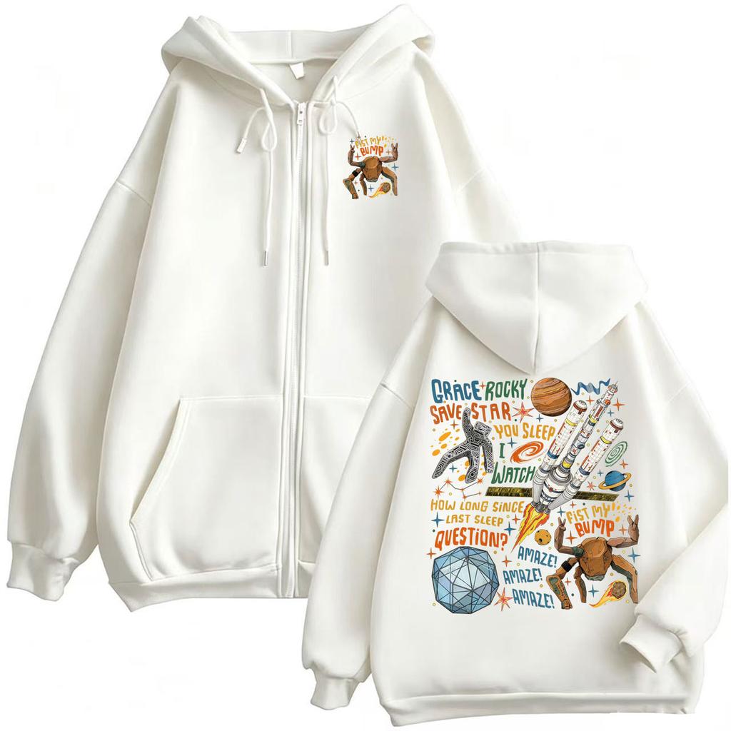 Project Hail Mary Zipper Hoodies Grace Rocky Save Stars Meme Sweatshirt Jacket Coats Men Women Hooded