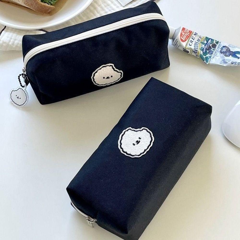 

Simple Style Pencil Cases Cartoon Dog Stationery Bag Handbags Pencil Bag Makeup Organizer чорний