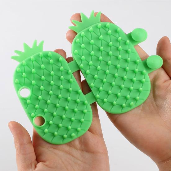 Cat Hair Removal Massage Brush Pineapple Cat Ear Shape Table Leg Scratching Tool Soft Double-Sided Comb for Dogs Cats Self Cleaning