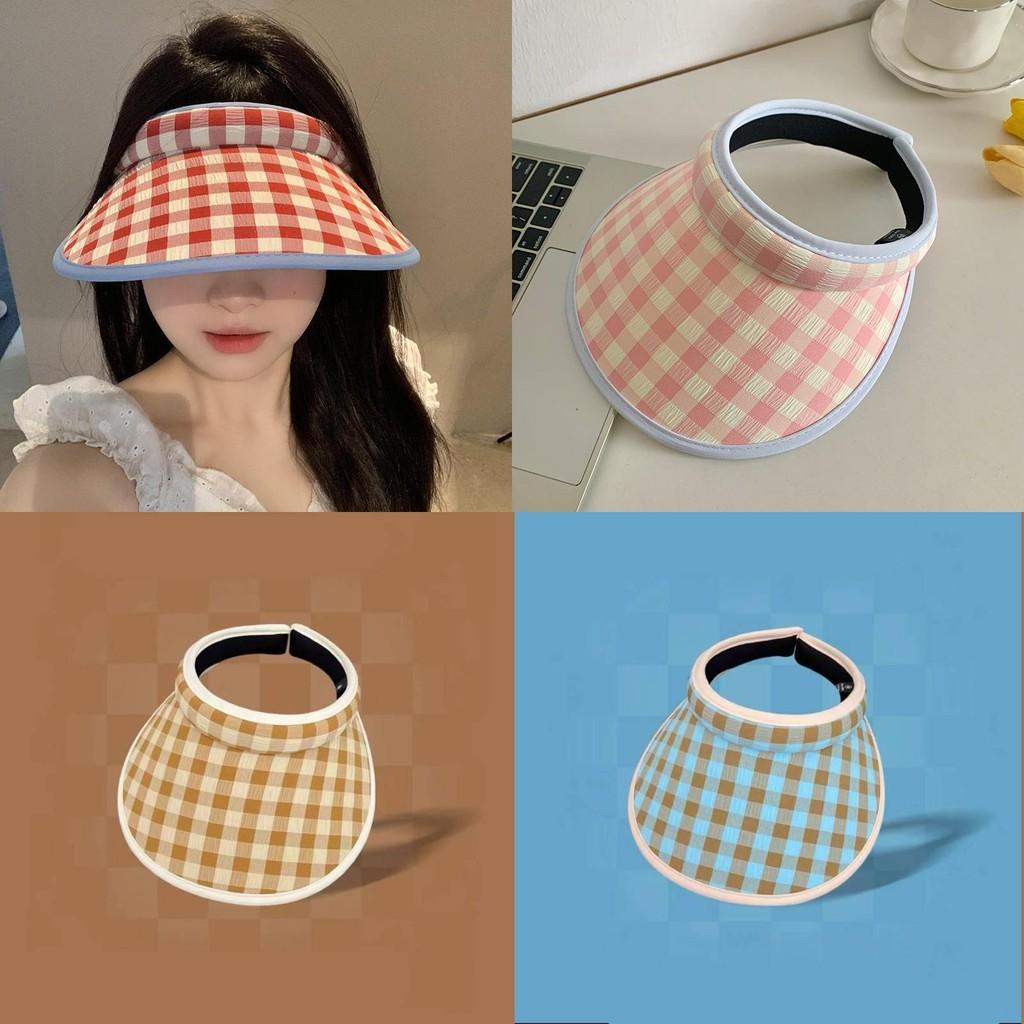 Cap Sun Sunscreen Hat Grid Pattern Uv Protection Breathable Versatility Unisex