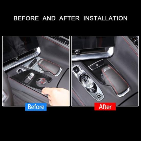 Matte Black ABS Mode Selector Console Base Cover Trim For C8 Corvette -25