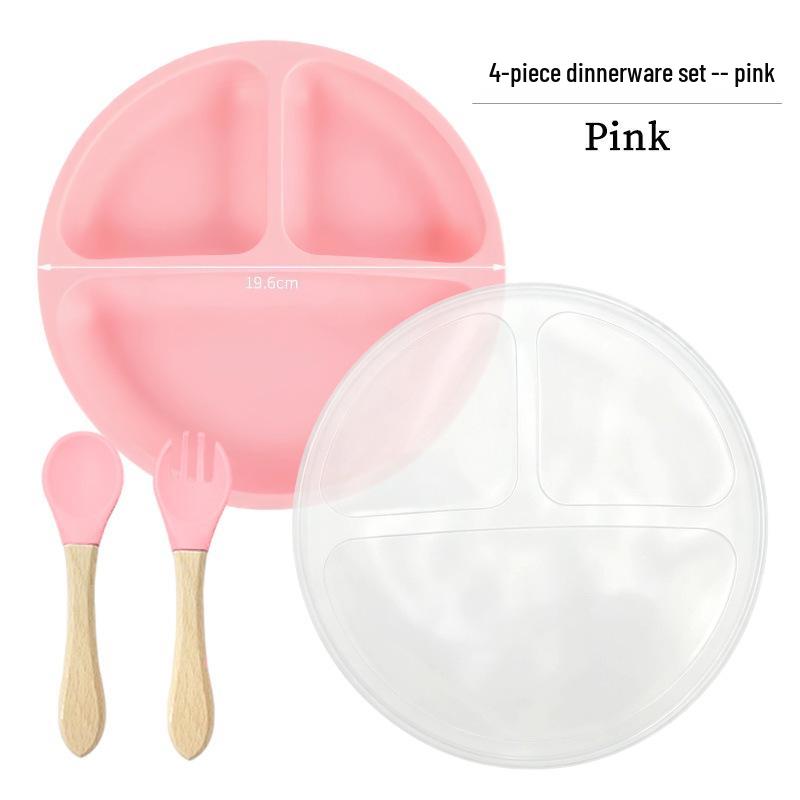 Children's Silicone Smiley Face Divided Meal Plate - Drop-Resistant, Three-Compartment Training Tableware