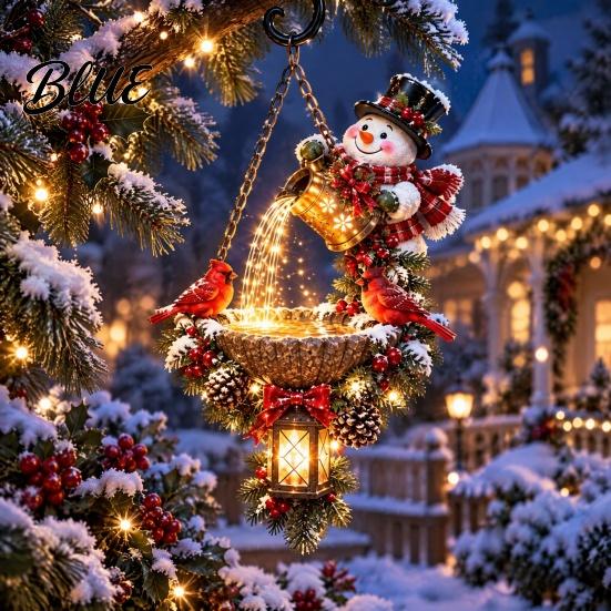 Dreamy Winter Party Ornament Christmas Garden Lantern Magic Pouring Light Hanging Ornament LED Warm Reusable Decor Glow Lighted Santa Snowman