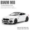 Model samochodu ze stopu BMW M8 w skali 1/32, Dźwięk i światło, Akcja sprężynowa, Zabawka do pokoju zabaw dla dzieci i przedmiot kolekcjonerski