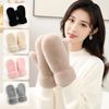 1pair Thickened Plush Gloves Soft Winter Mittens Simple Full-Finger Gloves  Women