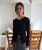 Diagonal Twin Layer Knit Top (Black)
