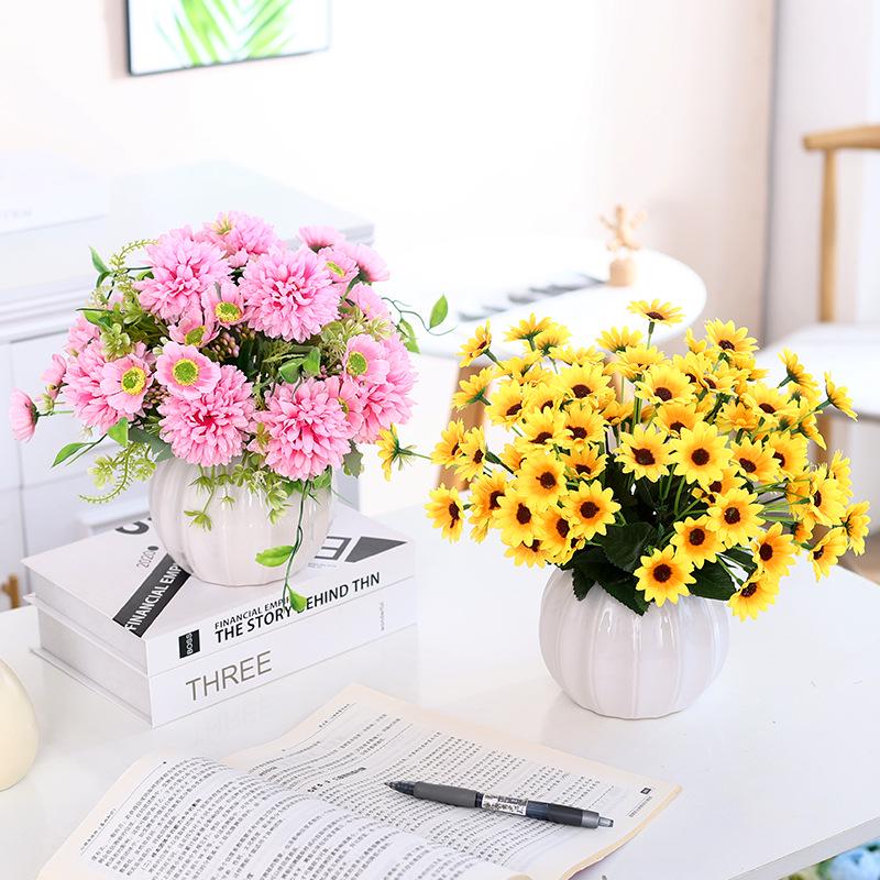 Artificial Silk Sunflower Floral Arrangement for Home Decor
