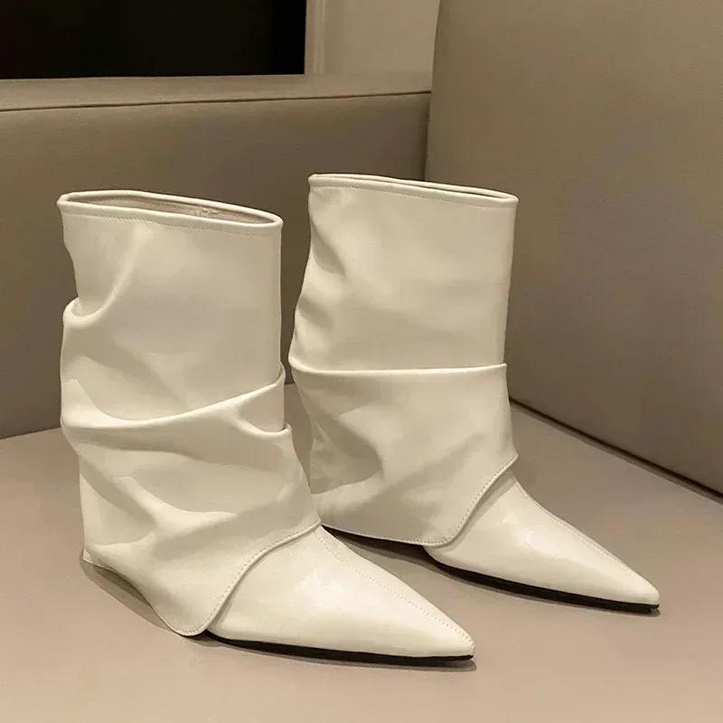 Women's Ankle Boots Sexy Pointed Toe High Heel Boots High Quality Leather Boot Designer Women's Street Fashion Boots Botas Mujer