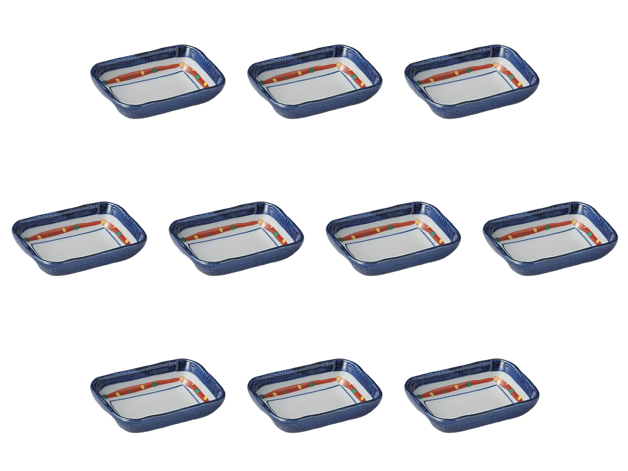 

Set of 10 Aratama rectangular small plates x Chiyokyu Setomonohonpo [8.8 6.5 cm]