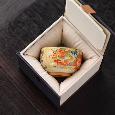 Tazza coppia Drago e Fenice, tazza singola forno Ru, tazza da tè da proprietario di fascia alta per l'apertura, può nutrire le ciotole da tè, souvenir di lusso leggero commemorativo per matrimonio