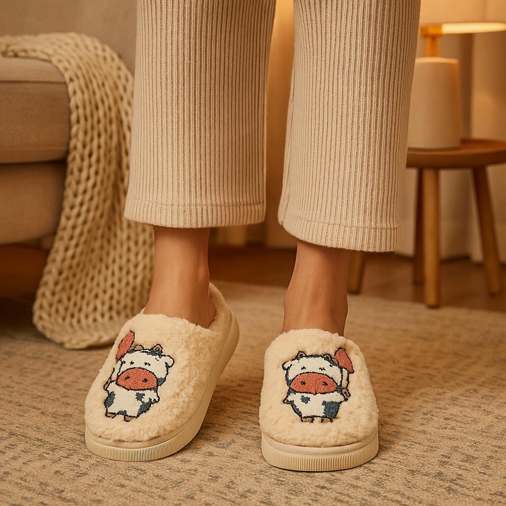 Women's Slippers Warm Home Slippers With Cow Pattern S. 38-39