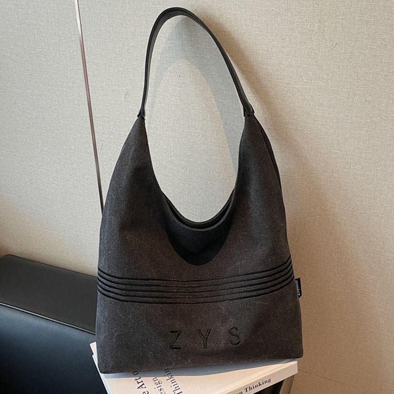 Canvas Bag Women's Large-capacity New Autumn and Winter Casual Versatile Shoulder Bag Popular Commuter Bucket Bag