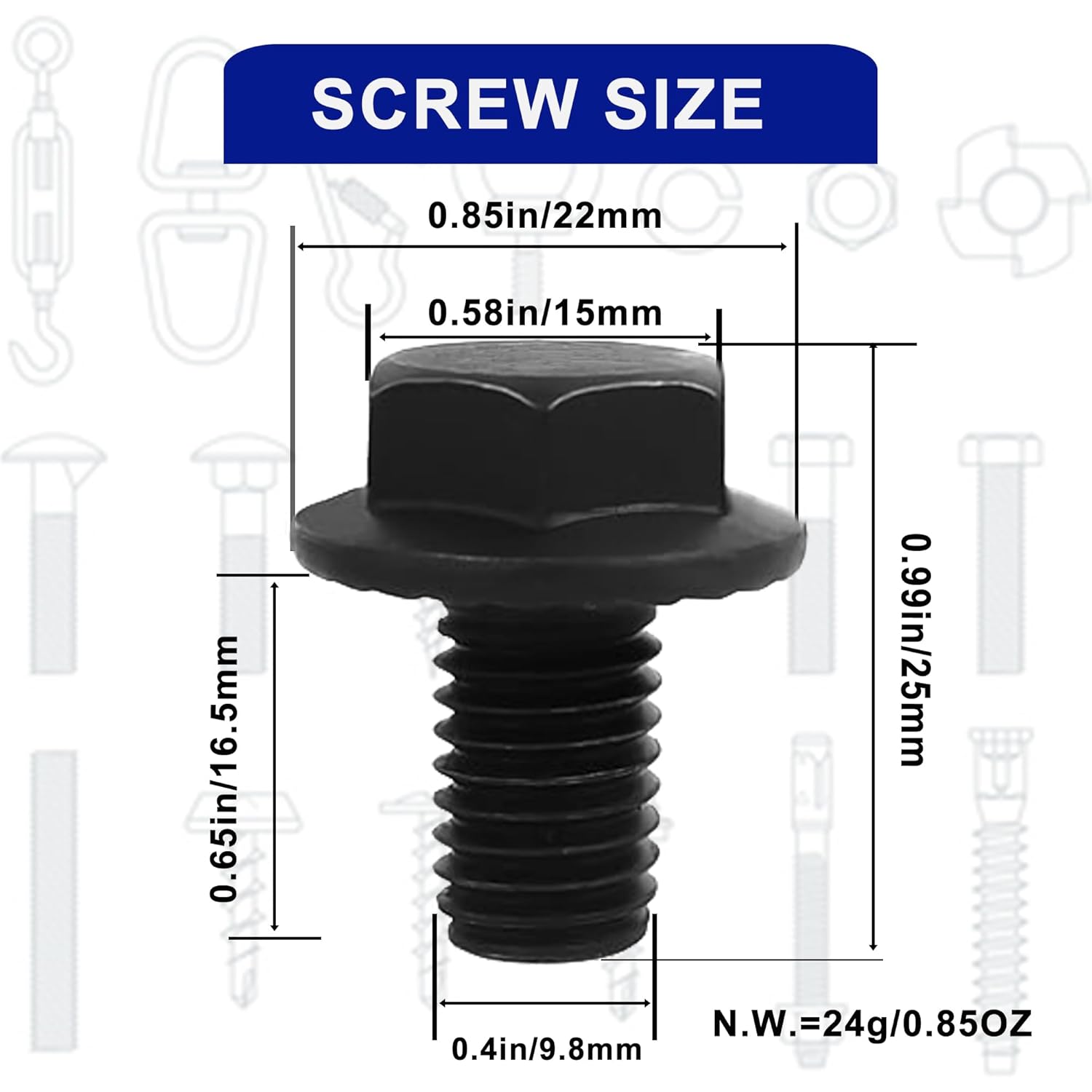

38765 Torque Converter Bolts Fit forTurbo 350/400 3/8 -16,Th 350 Torque Converter Bolts,6 Pcs