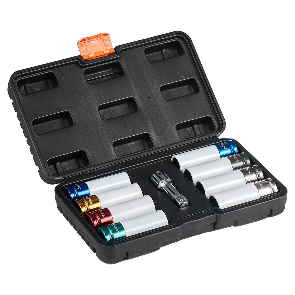 Lug Nut Impact Socket Set 1/2 in Drive Metric and SAE 6-Point Deep Socket