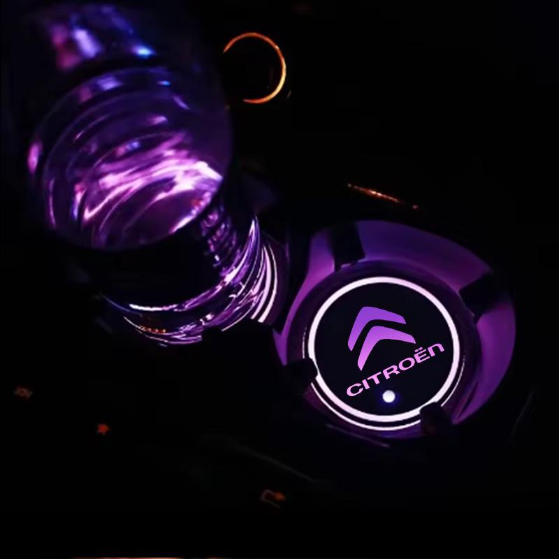 7 Color LED Car Cup Holder Light Luminous Coaster Water Cup Pad For Citroen C3 C4 X7 Xsara Picasso Crosser C-ELYSEE JUMPY NEMO