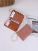 Women's Korean Style Short Wallet with Pearl Chain, Stone Texture, Card Slots, and Money Clip