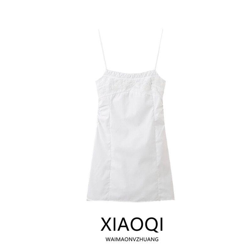 Fashion Style 2024 Spring New Arrival Women's Sling Temperament Wild Poplin Embroider Dress Short Skirt 0881322