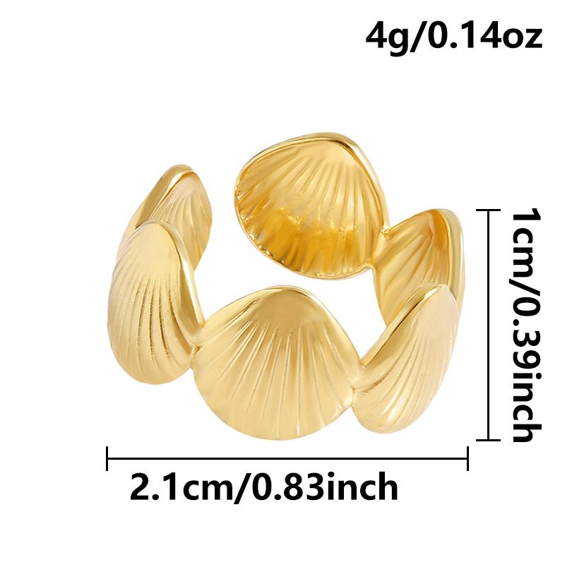 Real Gold Plated Sea Animal Ring Open Adjustable Stainless Steel Rings For Women Men Accessories PVD Ocean Beach Jewelry Anillos