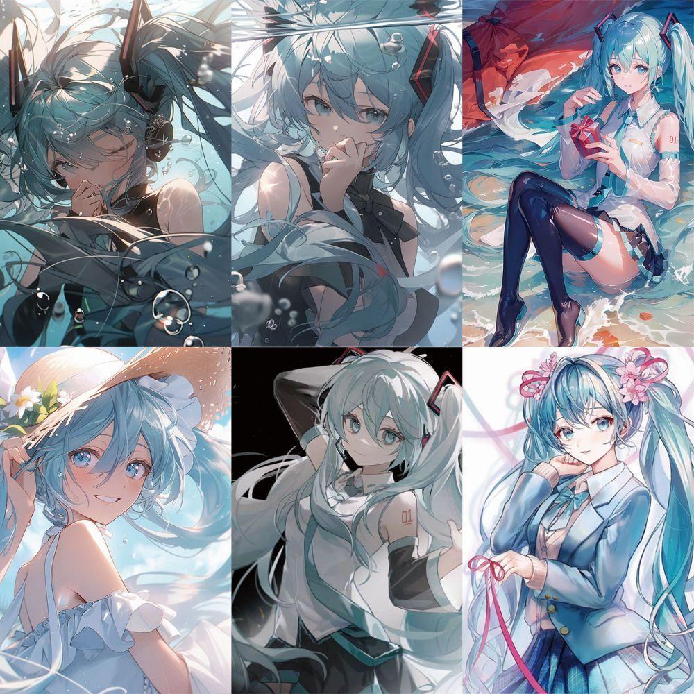 63PCS of Hatsune Miku Stickers for Anime and Cartoon-themed Water Bottles, Tablet PCs, and Waterproof Decorative Stickers