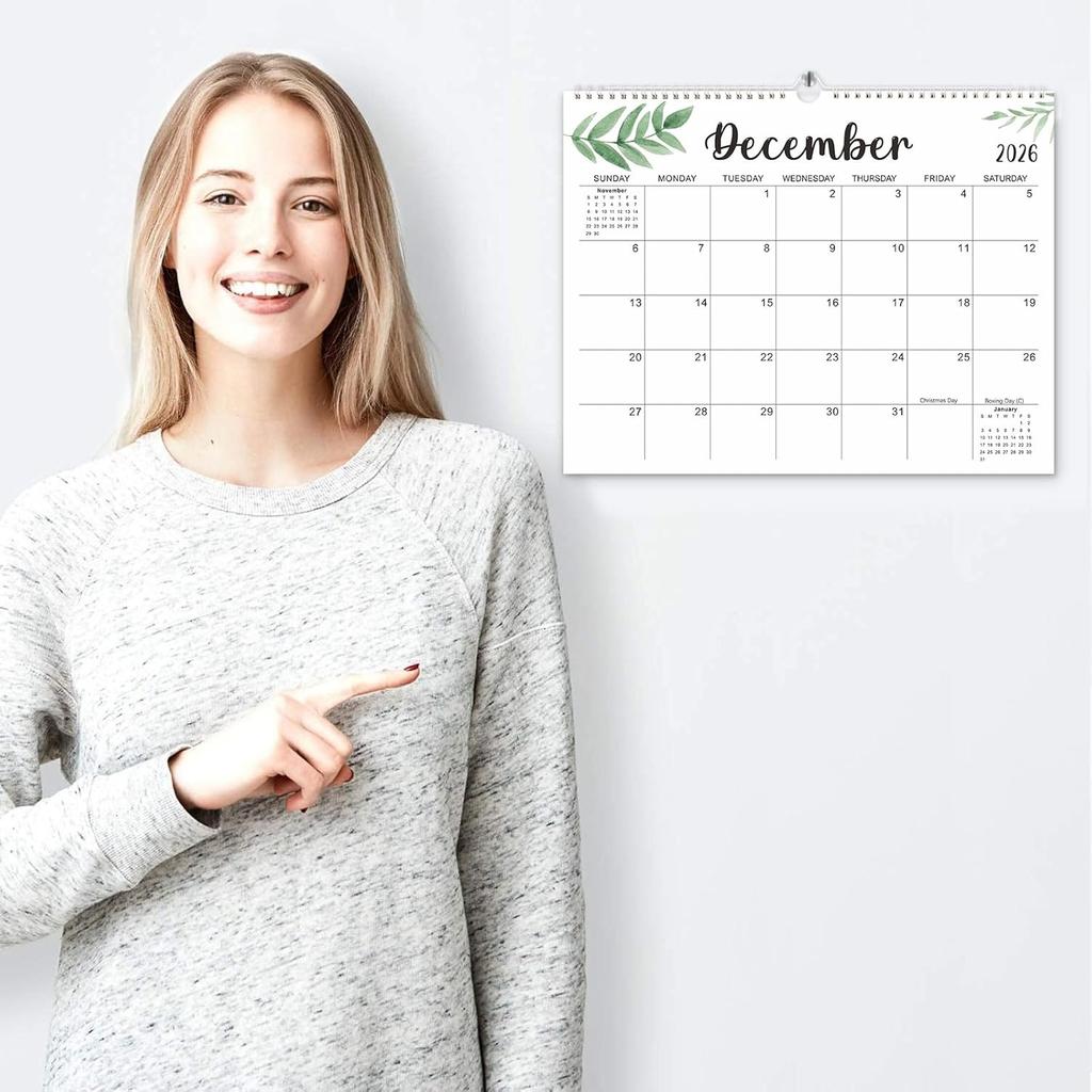 Wall Calendar 2026-2027, 18 Months Academic Calendar, Jan. 2026 - Jun. 2027, 14" × 11", Monthly Wall Hanging Calendar with Thick Paper for Office