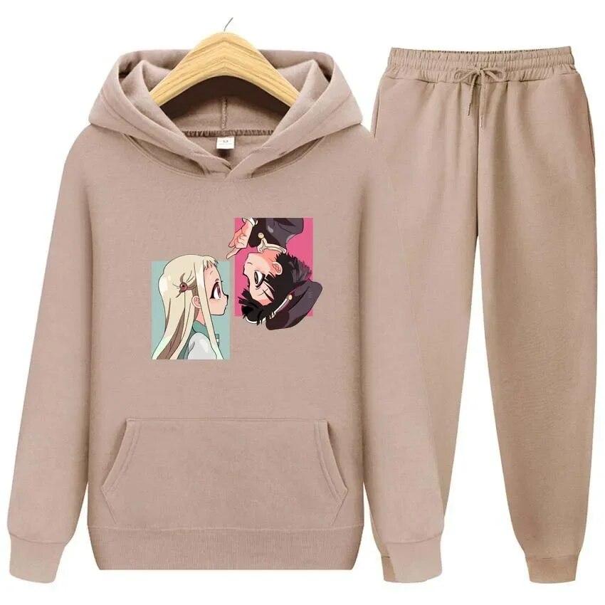 Anime Jibaku Shounen Hanako kun Bluzy+Spodnie Zestaw Dwuczęściowy Anime Damskie Bluzy Dresy Spodnie Jogger Ubrania