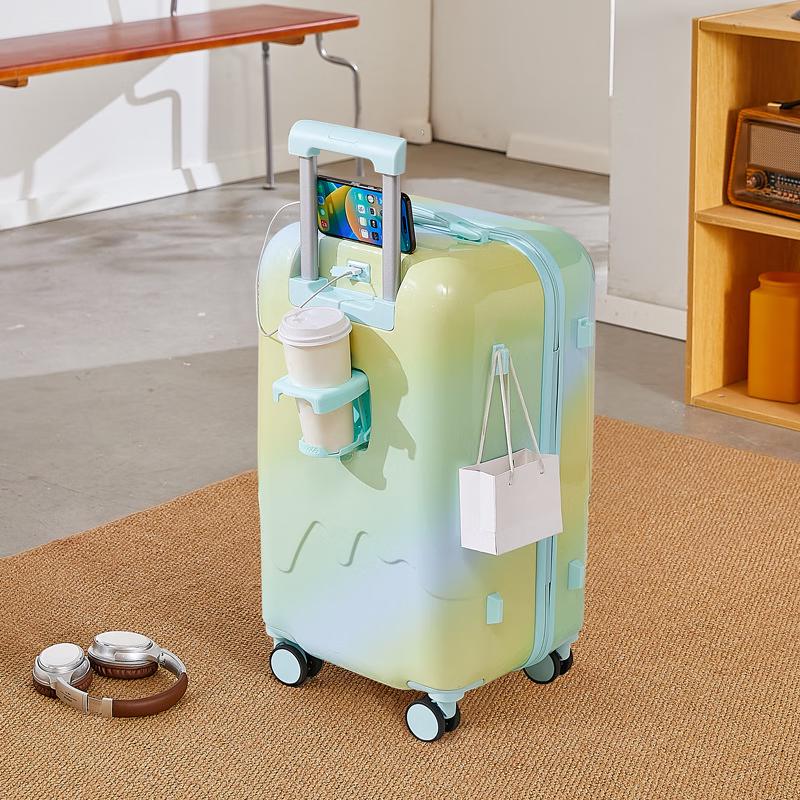 Zhilu Gradient Smart Suitcase with USB Port and Cup Holder 20 inches