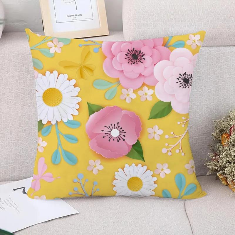 

Декоративная наволочка с желтым цветком маргаритки для гостиной, офиса, дома, наволочка для автомобиля 40x40cm