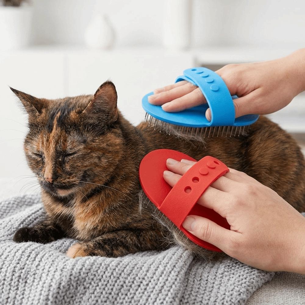 Metal Pin Pet Bath Brush Rounded Pin Tip Pet Massage Scrubber  Short Long Haired Pets