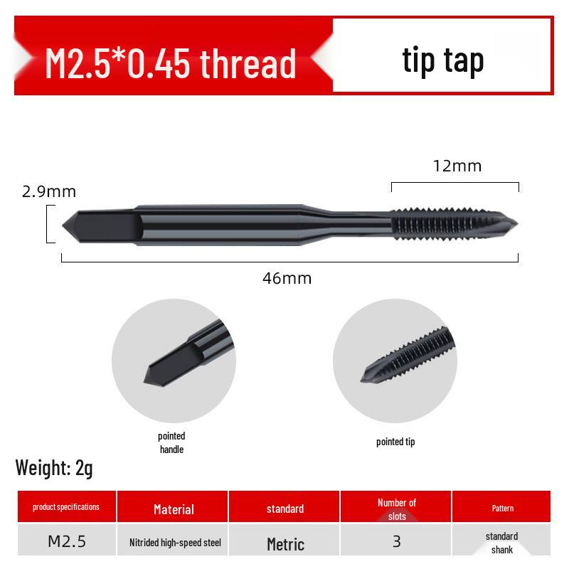 Stainless Steel Spiral Taper Tap Drill Bits with Cobalt-Nitriding, Sizes 4m-10m