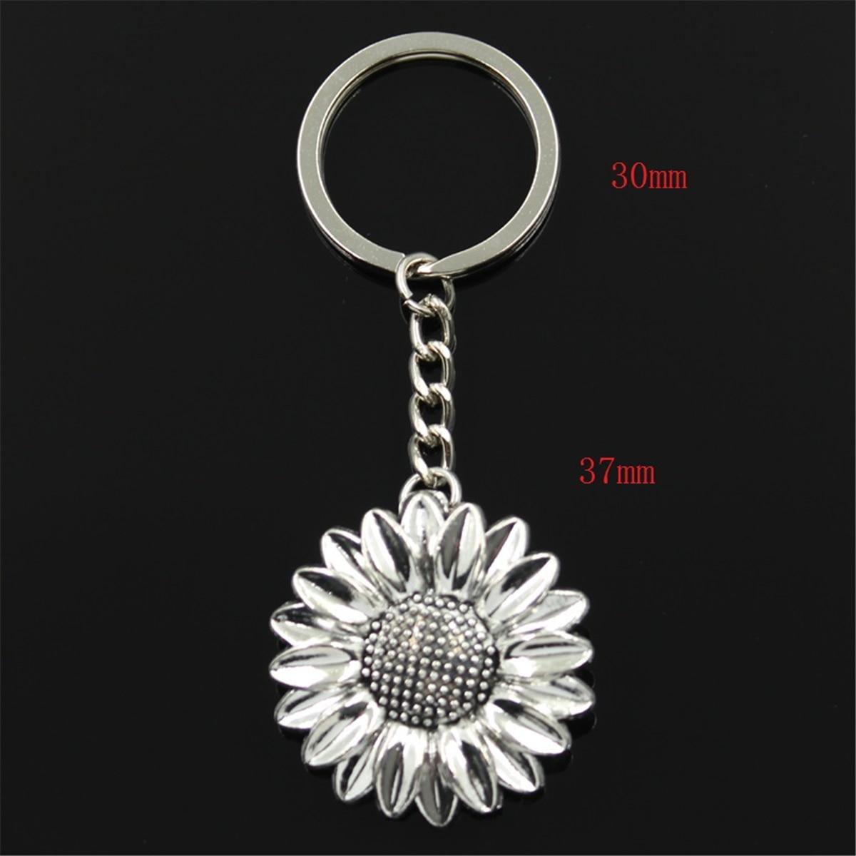 

Модный брелок 37x37 мм, цветок подсолнечника, серебряный цвет, подвески, сделай сам, мужские ювелирные изделия, автомобильный брелок, кольцо, держатель, сувенир для подарка