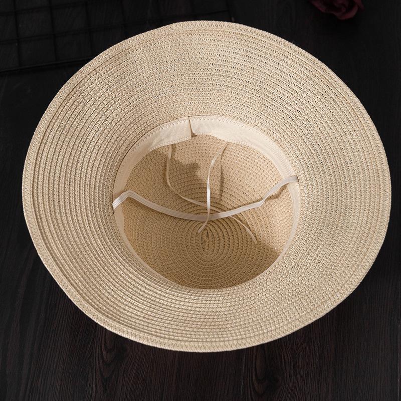 Women's Summer Straw Sun Hat with Wave Brim, Butterfly Bow & Faux Pearl Accents, Beach Hat, Outdoor Travel Vacation Hat