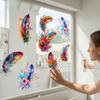 Watercolor Feather Flower Pattern Window Sticker, Transparent Electrostatic Adhesion Glass Decal, Waterproof Scratch-Resistant Decorative Film