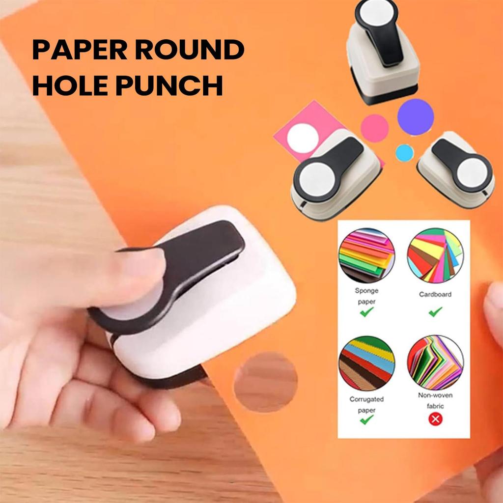 Round Hole Punch & Embossing Tool Precision Craft Cutter Multi-Shape for Scrapbook Cards Envelopes School Office Planner Making