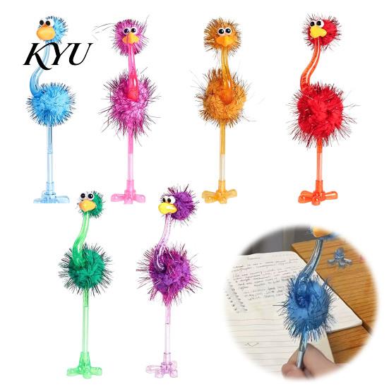 Penne Portatili Leggere Cartone Animato Struzzo Penne a Sfera in Plastica, Penna Divertente Autoportante, Punta da 0.5mm, Scrittura Fluida Pelosa per Studenti Schiena