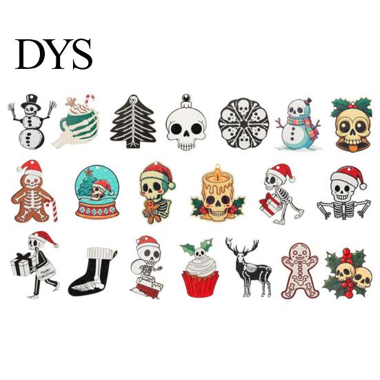 Alternative Christmas Atmosphere Pendants Skeleton Tree Hanging Ornaments, 3.15 Inch Skull Handmade Wooden Ornaments Gothic Spooky Xmas Decorations