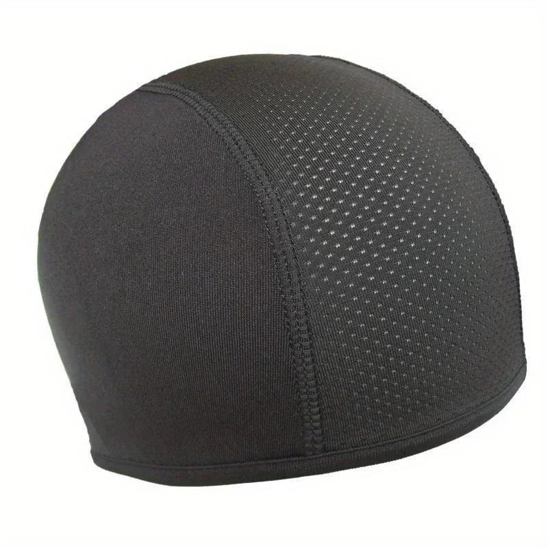 

1PC Motorcycle Cycling Cap Quick Dry Breathable Moisture Wicking Under Helmet Beanie Inner Lined Dome Sport Cap Cycling Hat чорний