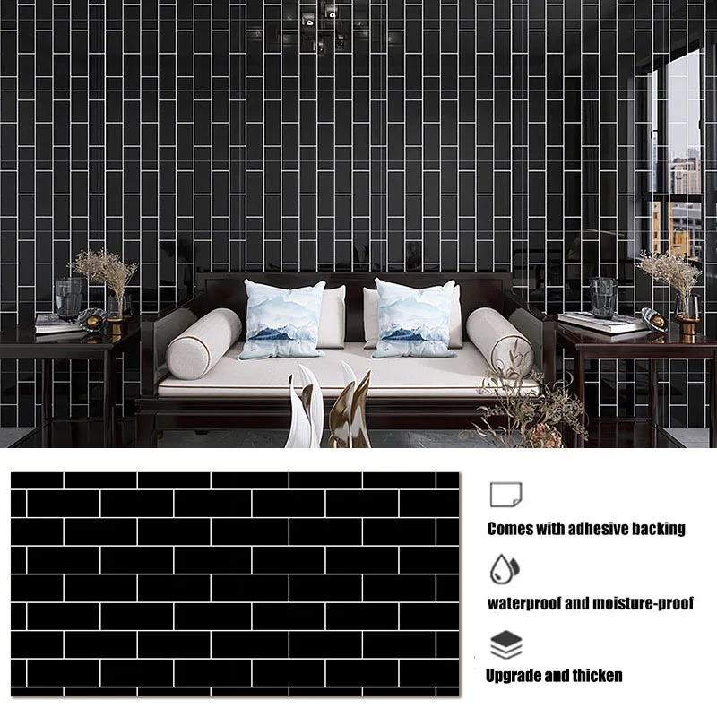 

Настенные наклейки Декоративные обои для стен Гостиная Самоклеящиеся обои 40см Черный кирпичный узор Водонепроницаемые и устойчивые к загрязнениям 40cmX2000cm