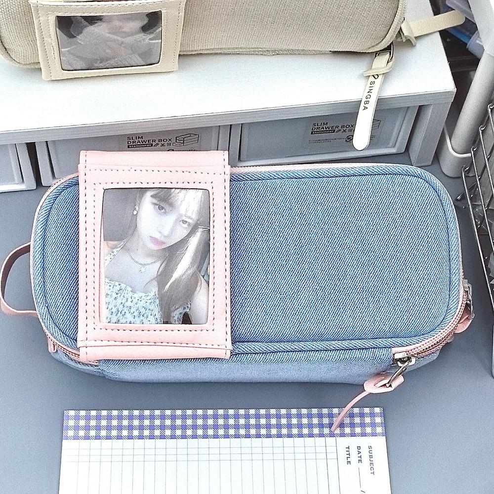 

Простой дизайн, сумка для канцелярских принадлежностей, однотонный органайзер для ручек, хранение для скрапбукинга синий