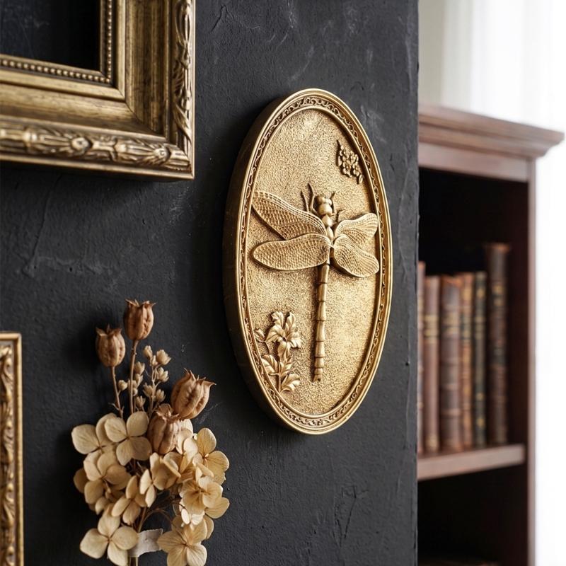 Plastic Insect Wall Plaque with Deep Relief Nature Forms for Interior Wall Display or Decorative Shelf Placement