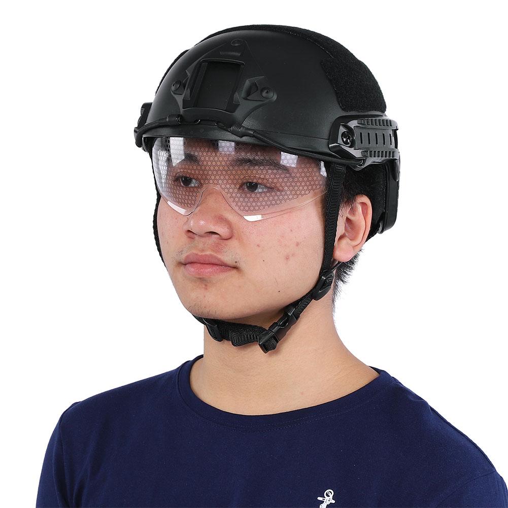 SCHNELL Leichter Schienenhelm Schutzbrillen Version MH Taktisch für CS Radfahren (Schwarz)