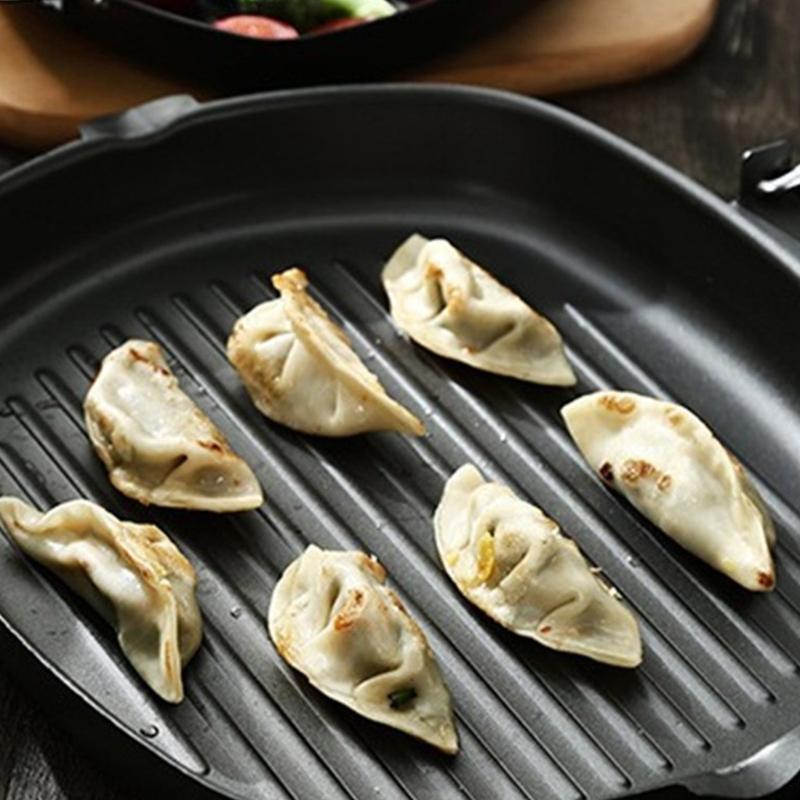 Portable 9.5Inch Nonstick Cooking Pan With Striped Bottom Skillets For Even Heat Distribution And Easy Cleaning
